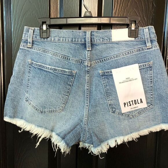 Pistola Shorts Womens 29 Denim High Rise Relaxed Fit Cut Off Bowery Frayed Hem - Picture 8 of 10